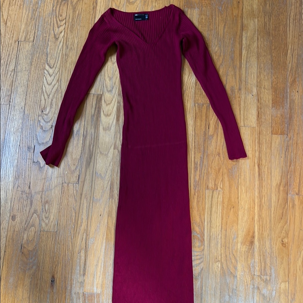 Elegant asos ribbed maternity dress/ Burgundy Long Sleeved